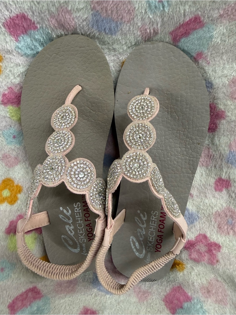 Skechers Women’s Pink Jeweled Yoga Foam Sandals